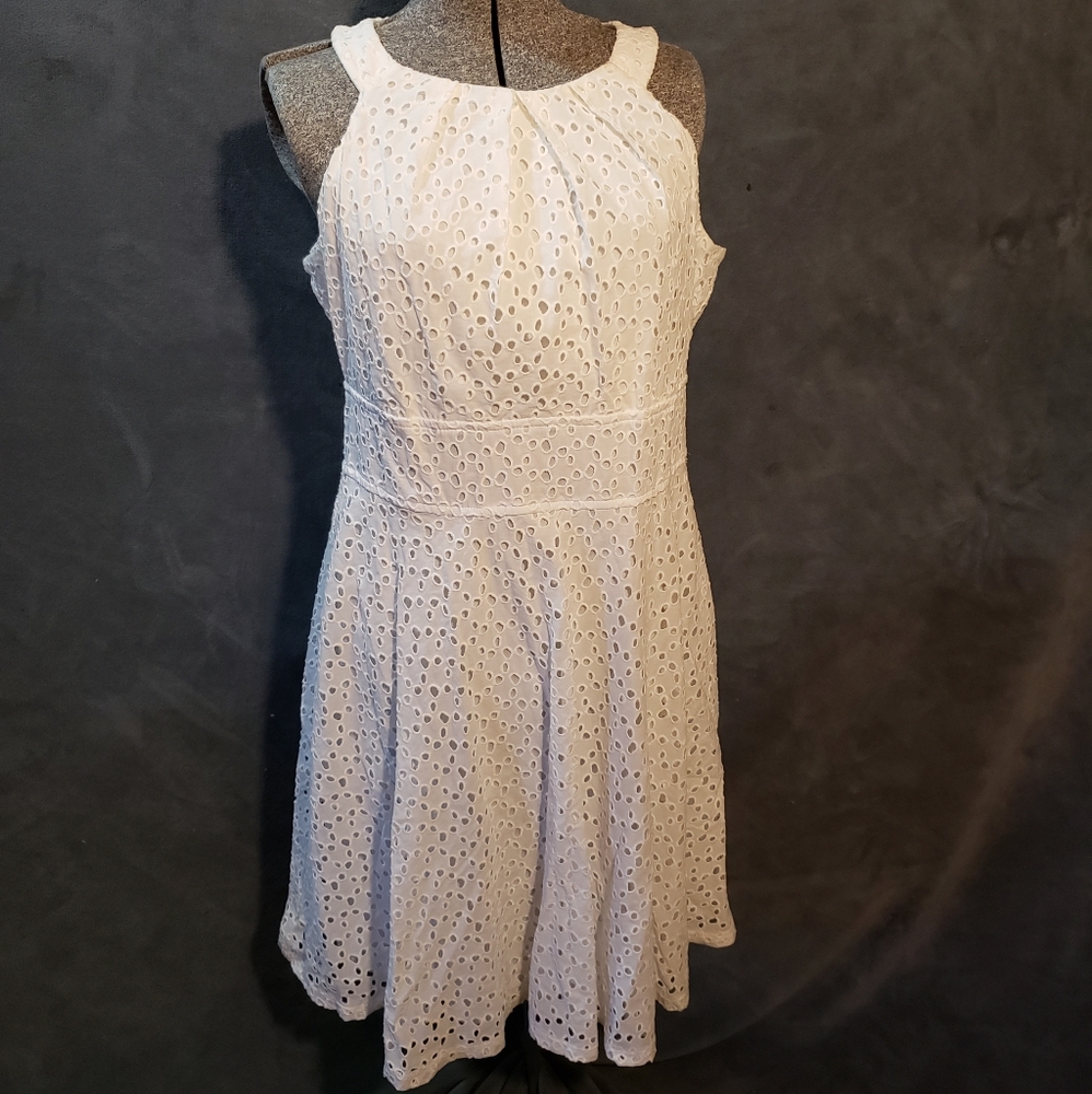 Dress Barn White Eyelet Dress 12p